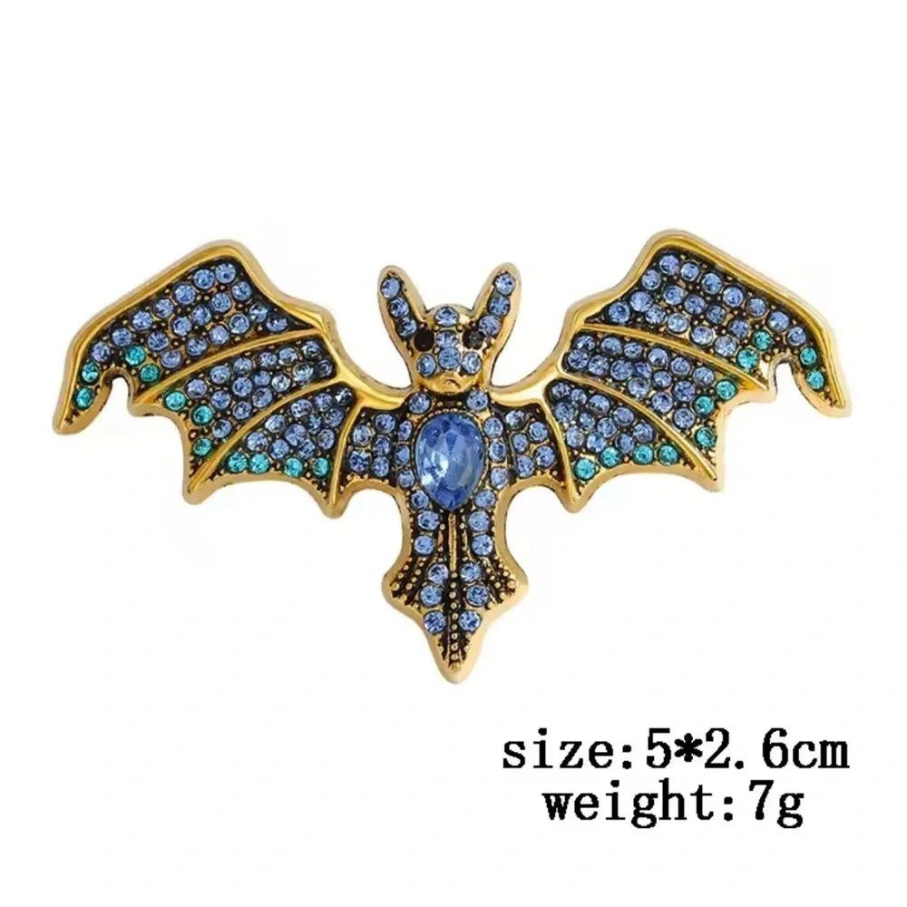 Vampire Bat Black Crystal Brooch